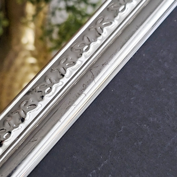 Vintage Silver Chrome Floral Metal Picture Frame Velvet Back Embossed Design - Picture 15 of 16